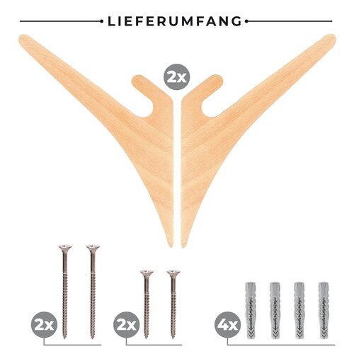 Wandhalterung Set WOOD // F�r Longboard / Skateboard / Balanceboard / Snowboard / Wakeboard